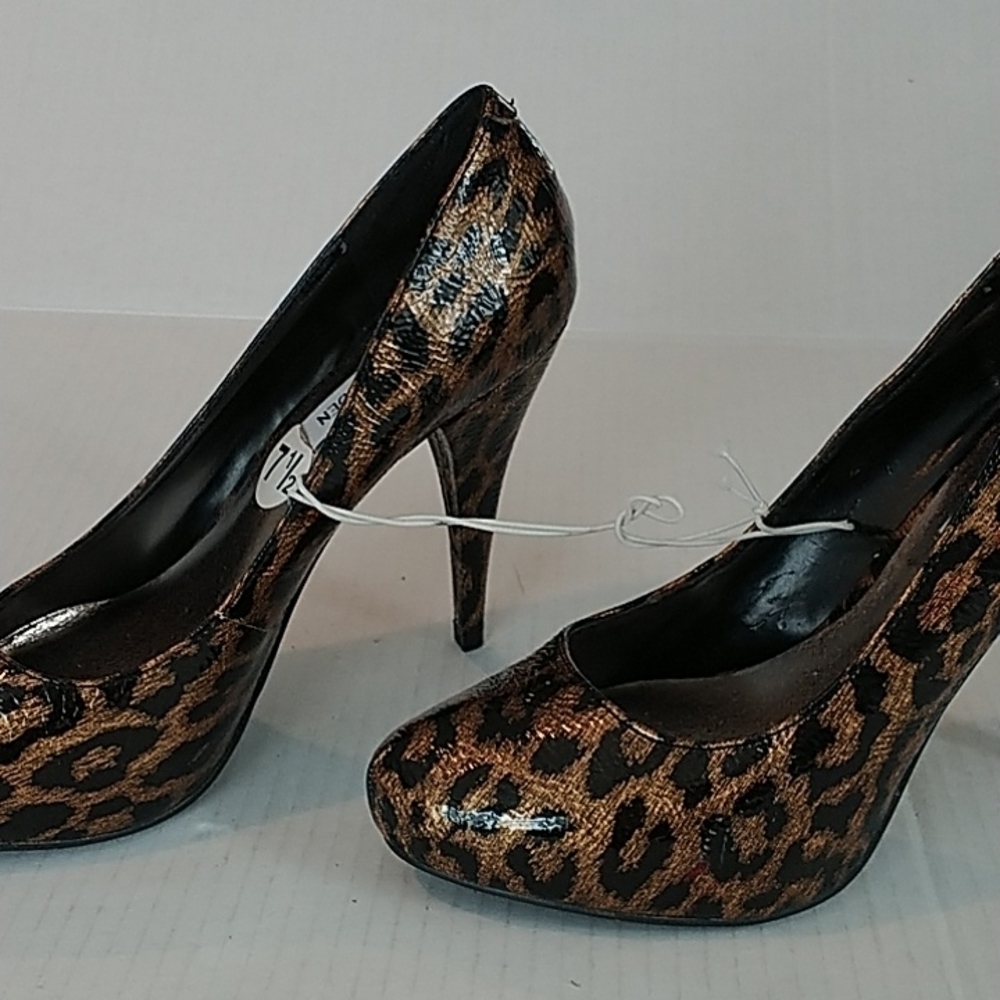 Steve Madden Patent Leather Animal Print Stiletto Platform Heel 👠 7.5 - Picture 3 of 9
